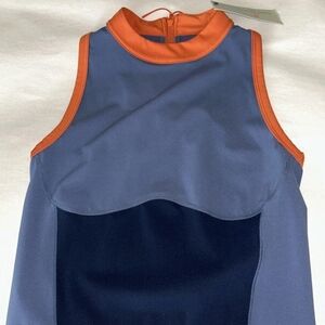 NWT  Sweaty Betty endless blue orange Power ColorblockRacerback Crop Tank M